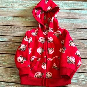 Old Navy Sock Monkey Fleece Jacket size 3-6 Months